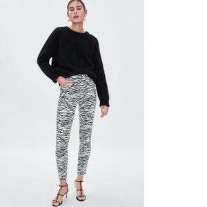 Zara zebra high rise skinny jeans, NWT, 4